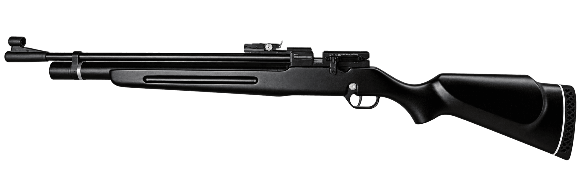 The air rifle used at Zeroed In, seen side-on with the muzzle to the left